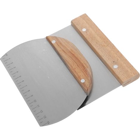Set di 2 spatole per pasta in acciaio inox con graduazione e manico in legno. (1/5)