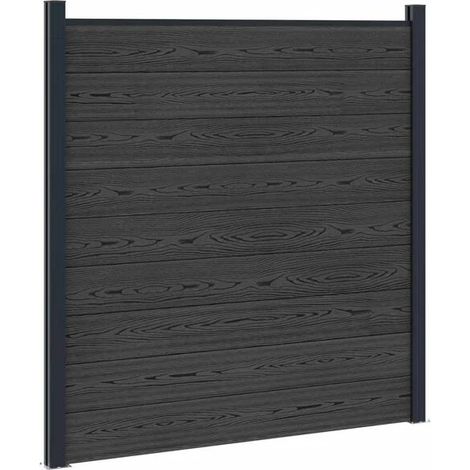 Panneaux de clôture noirs en WPC et aluminium