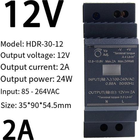 Alimentation pour Interrupteur sur Rail DC12V 2A pour Boîtier de Distribution de Contrôleur de Module Domotique Kincony (à Monter (1/5)