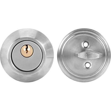 Serrure de porte de chambre à coucher antivol à cylindre unique en acier inoxydable avec clés (argenté) (1/5)