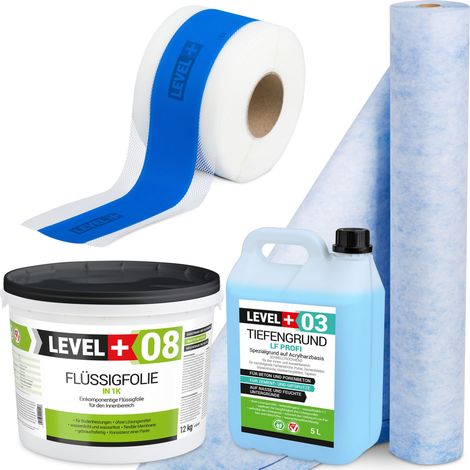 LEVEL+ Dichtset für Duschabdichtung Bad Dichtband Flüssigfolie 12kg SET312 (1/5)