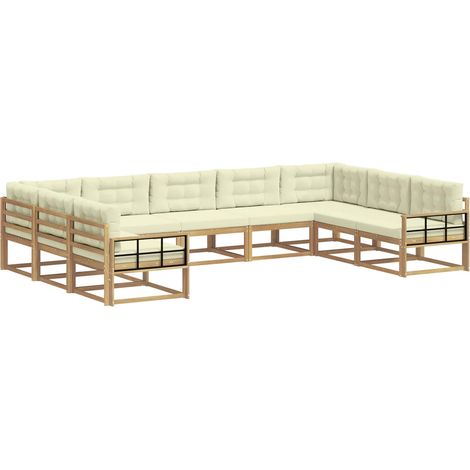 Set di divani da esterno 9 pz 9-Posti Bianco e Crema vidaXL (1/5)