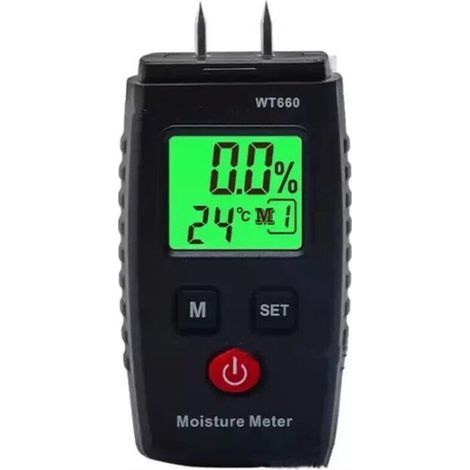 Testeur Humidité, Détecteur d'Humidité à Broche avec 3 Modes, Écran LCD avec rétroéclairage vert, Détecteur de Moisissures pour Bois et Matériaux de Construction. Ikodm (1/2)