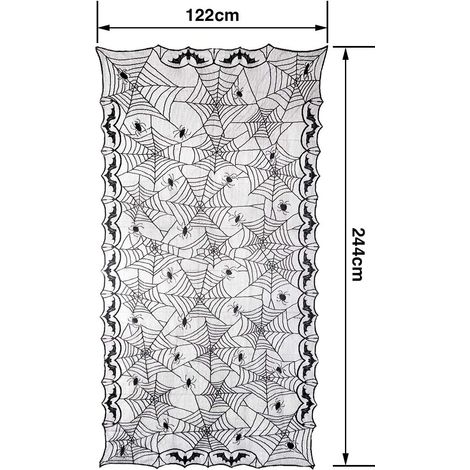Nappe décorative Halloween en tissu toile d'araignée, décoration murale, haute résolution 244x122cm noir (1/4)