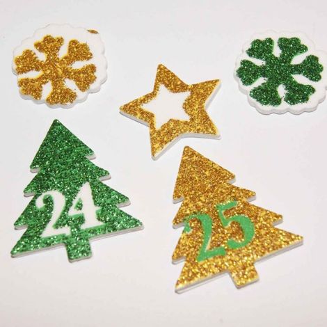 Autocollants mousse EVA pour Calendrier de l'Avent - Sapins de Noël (1/2)