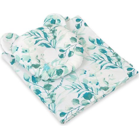 Edredón de osito de peluche y almohada contorneada - conjunto de 2 piezas - menta eucalipto (1/4)
