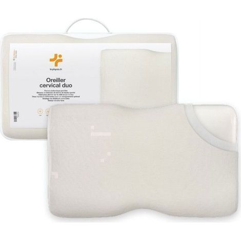 Oreiller Ergonomique Cervical Duo(Hauteur Réglable) Premium- Inphysio- Hypoallergénique 60 x 35 x 12-10 cm avec Taie (1/5)