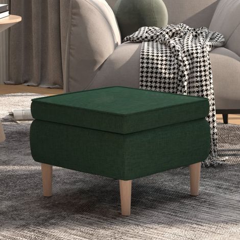 Taburete con patas de madera tapizado tela verde oscuro vidaXL (1/5)