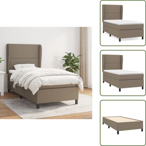 Boxspringbett mit Matratze Taupe 90x200 cm Stoff - Boxspringbett - Doppelbett - Bettenrahmen - Lattenrost - Matratze (1/5)