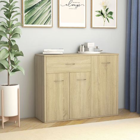 Buffet - Armoire de rangement Enfilade Chêne sonoma 88x30x70 cm Aggloméré BV214151 - BonneVie (1/5)