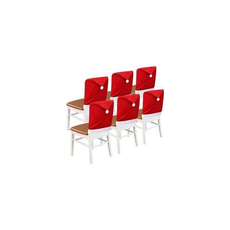 6er-Set rote Stuhlhussen mit Weihnachtsmannmützen-Motiv, 63,5 x 51 cm – Ideal zum Dekorieren Ihrer Festtafel und Ihres Zuhauses. – Crezuo