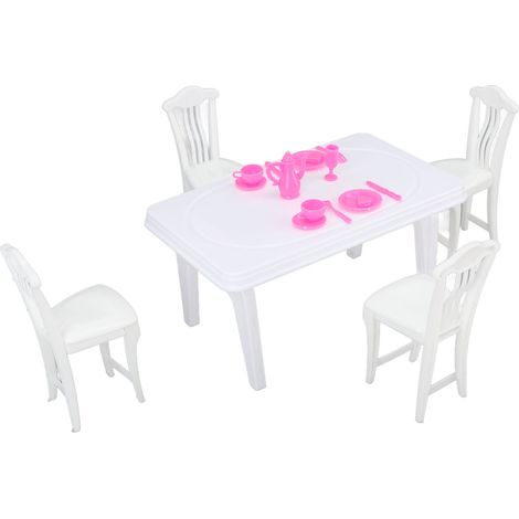 Ensemble table et chaises miniatures pour maison de poupée, échelle 1:16, type 1. Simulation décorative innovante. (1/5)