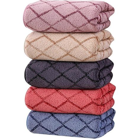 Lot de 5 serviettes de bain en velours corail, légères, pour spa, hôtel, plage, yoga et hôtel. (1/4)