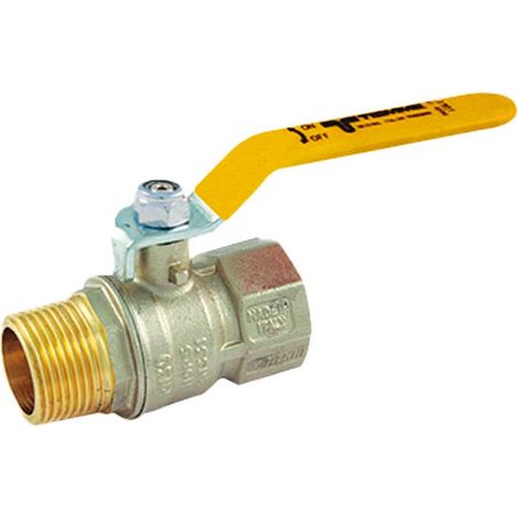 VALVOLA A SFERA GAS M/F CON LEVA GIALLA IN ACCIAIO TIEMME 1/2"" DN14 - PN30