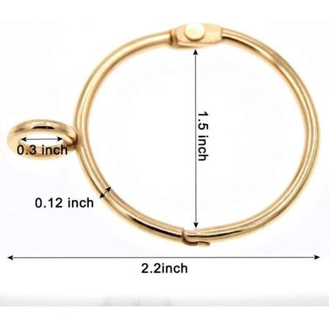 Anneaux de rideau ouvrables avec œillet, métal doré 38 mm, lot de 20, pour tringle jusqu'à 32 mm (1/5)