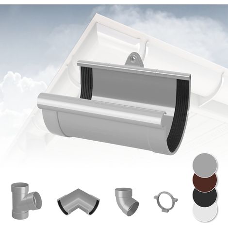 Sistema di grondaie - 90mm in plastica PVC, selezione di componenti - RainWay 90: Grigio, Guscio di collegamento alla grondaia