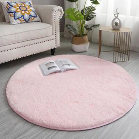 Tapis Rond - Velours Cristal Antidérapant - Pour Chambre À Coucher Salon Couloir Bureau Yoga - Diamètre 80 cm - 1 Pièce (1/2)