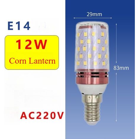 2 Ampoules LED maïs rose doré de 12 W - Ampoules LED E14, Comprend la lumière blanche, la lumière chaude et la lumière naturelle, 85-265 V CA, 1 200 lm, pour l'éclairage intérieur domestique (1/5)