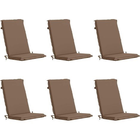 Lot de 6 coussins de chaise à dossier haut GEMERT - 120 × 50 × 6 cm - taupe - 100 % polyester (1/5)