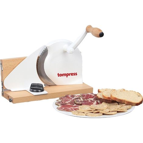 Trancheuse manuelle Tom Press lame inox forgée 17 cm plateau bois pliable