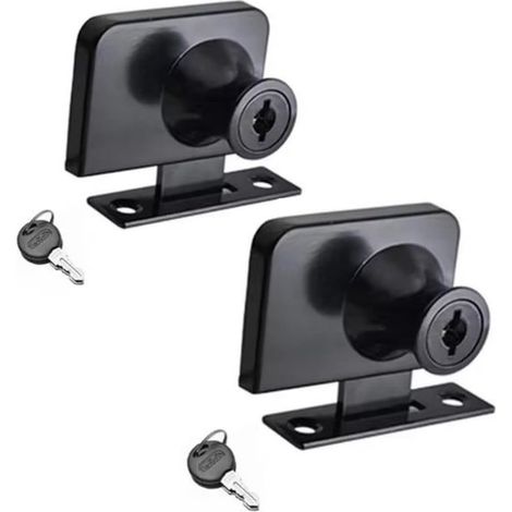 Set di due serrature di ricambio a doppia cerniera per vetrine, serrature di sicurezza in lega di zinco, adatte per vetrine con spessore da 5 a 8 mm, colore nero. (1/5)