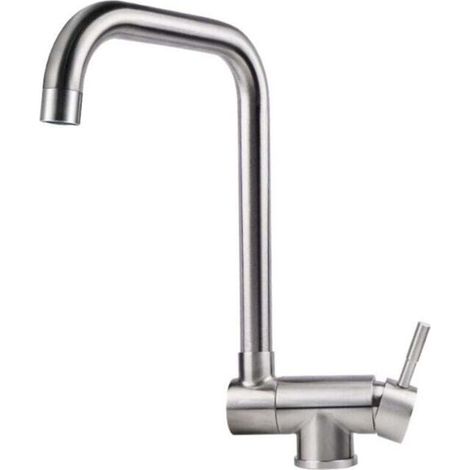 Rubinetto pieghevole da cucina, pieghevole in acciaio inox Rubinetto per lavello davanti alla finestra, rubinetto per lavello girevole a 360°, spazzolato (1/4)