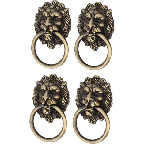 Meubles de maison coffre forme Lion métallziehgriff anneau Bronze tonne 4 pièces (c7dc7fdda1edc2d920 (1/4)
