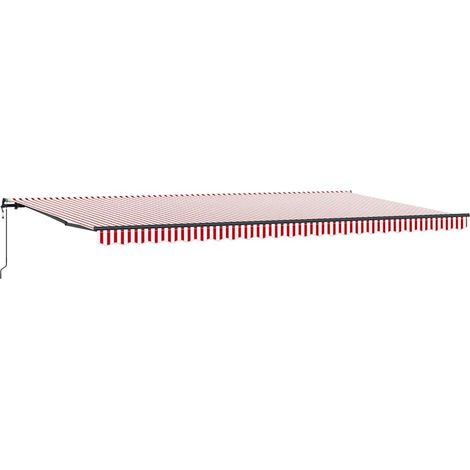 Toldo eléctrico 6 x 3 m Rayas rojas y blancas 100% Poliéster vidaXL (1/5)