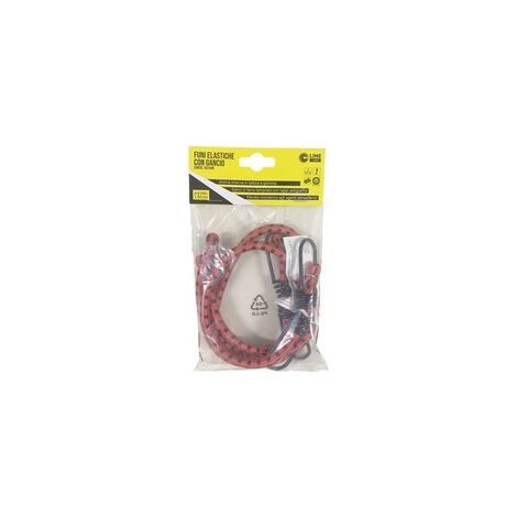 C SET 2 FUNI ELASTICHE D.8 C/2 GANCI FE 60 ROSSO
