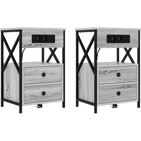 Maison Exclusive - Armadio da Notte 2 pcs Grigio Sonoma 40 x 31 x 60 cm
