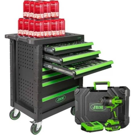 JBM SERIE575 Carrello con utensili 7 cassetti 53904 con trapano avvitatore 60044C