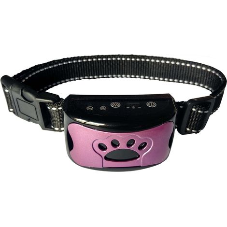 Anti-Bell-Hundehalsband, Ton-/Vibration-/Starke Vibrationsmodi, intelligente Bellerkennung, 7 Empfindlichkeitsstufen, wiederaufladbar, geeignet für große und kleine Hunde, lila (1/4)