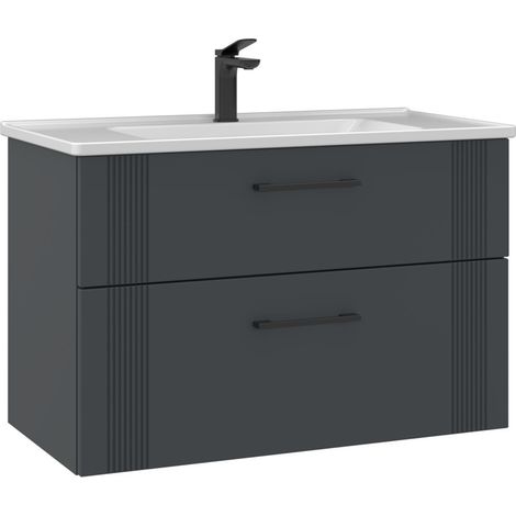 Waschtischunterschrank "Bari 85 v2" – 85 x 45 x 55 cm – Anthrazit matt (1/3)