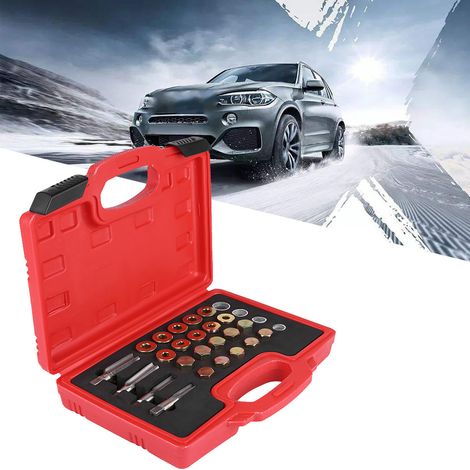 Kit 64 pièces réparation filetage carter d'huile, outil taraud drain boîte vitesses, embouts M13 M15 M17 M20, acier robuste. (1/5)