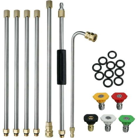 Lot de 22 lances de pulvérisation d'extension pour nettoyeur haute pression 1/4" avec joint torique de buse, baguette de pulvérisation d'extension pour nettoyeur haute pression 1/4" (1/5)