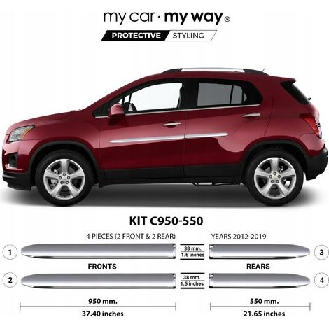 Opel Mokka - Tiras centrales cromadas para puertas laterales (1/2)
