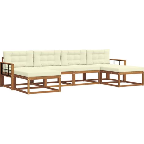 Outdoor Sofa Set with Cushion 6 pcs Natural and Cream vidaXL (1/5)