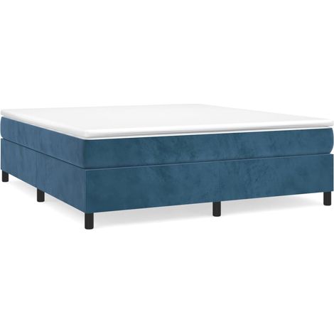 Lit à sommier tapissier et matelas Bleu foncé 180x200 Velours (1/5)
