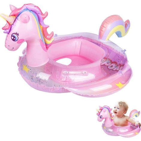 Bouée gonflable féérique à motif licorne avec siège rose pour enfants (1/5)