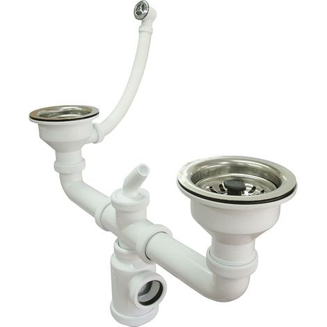 Sifón Doble con Válvula T. El. + Rebosadero Diámetro 115 CREARPLAST