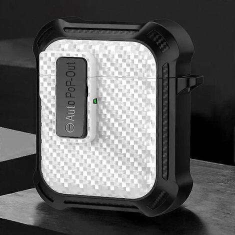 Étui pour écouteurs Bluetooth sans fil - Fibre de carbone, protection pour AirPods 1/2 - Blanc