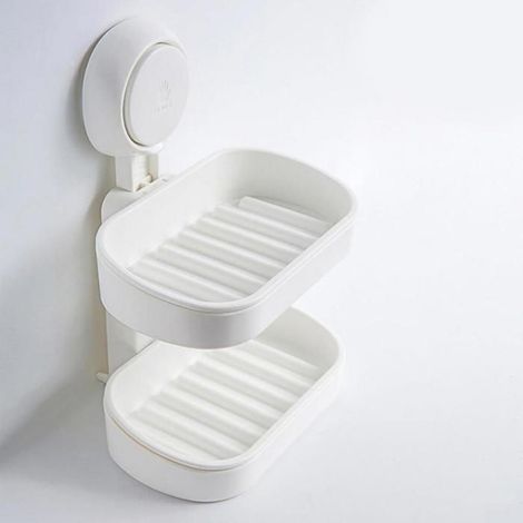 Porte-savon mural double couche multifonctionnel, accessoire idéal pour ranger les torchons et les essuie-mains de cuisine. (1/5)
