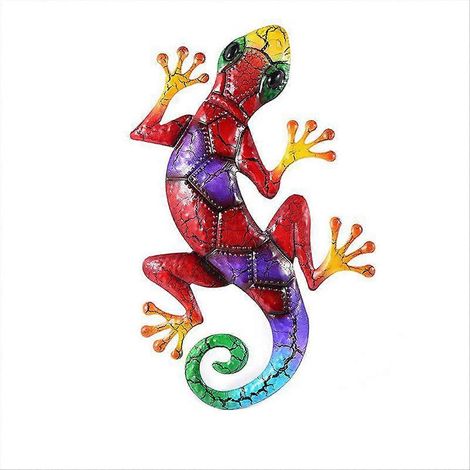 Décoration de jardin en métal en forme de gecko, statue d'extérieur, décoration murale C (1/5)