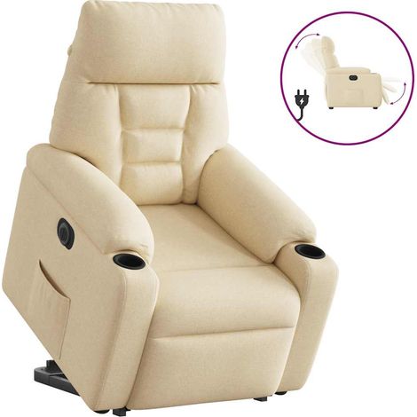 vidaXL Relaxsessel mit Aufstehhilfe Elektrisch Creme Stoff (1/5)