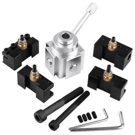 Porte-Outils en Alliage d'aluminium - Support à Changement Rapide pour de Nombreux Types de Mini Tours pour Tourner, Plancher, Couper, moleter, percer et frotter cylindrique, (1/5)