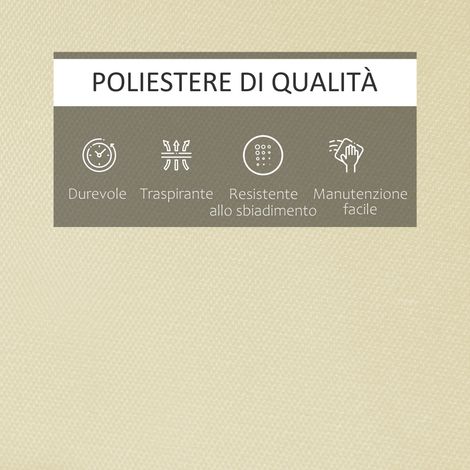 Coussin réversible pour transat de jardin 198x53x5cm blanc crème, matelas solaire confortable avec rembourrage moelleux