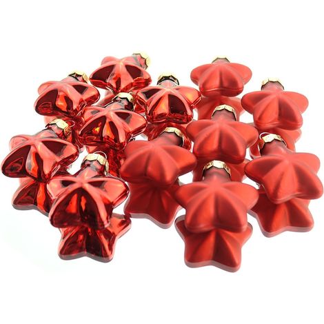 Suspensions mini-étoiles Christmas Red – Verre, rouge, Ø 4 cm, lot de 12 (1/2)