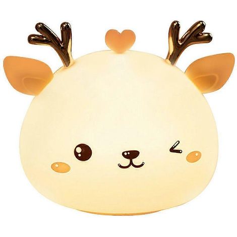 Veilleuse enfant Kawaii Faon, veilleuse bébé LED, lampe d'allaitement à intensité variable, lampe de chevet enfant en silicone avec port tactile USB, décoration pour chambre d'enfant (1/5)