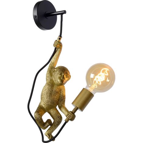 Applique murale chimpanzé noir – Dimensions 17,6 x 14 x 48,5 cm – Compatible LED – Gradable avec variateur – Lucide (1/3)