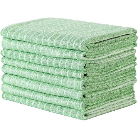 Lot de 8 torchons de Cuisine en Bambou et Microfibre Doux et absorbants 45 x 65 cm Vert (1/5)